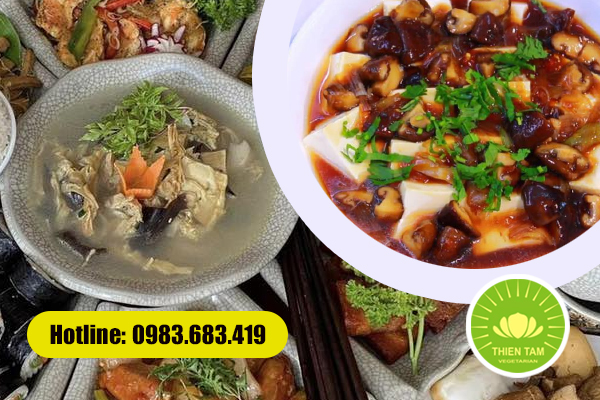 Đậu hũ sốt nấm, canh măng – Món chính đậm đà, đủ chất, đẹp mắt