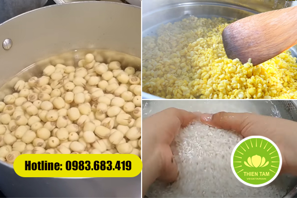 Hạt sen, đậu xanh, gạo nếp – nguyên liệu quen thuộc trong mâm cỗ chay