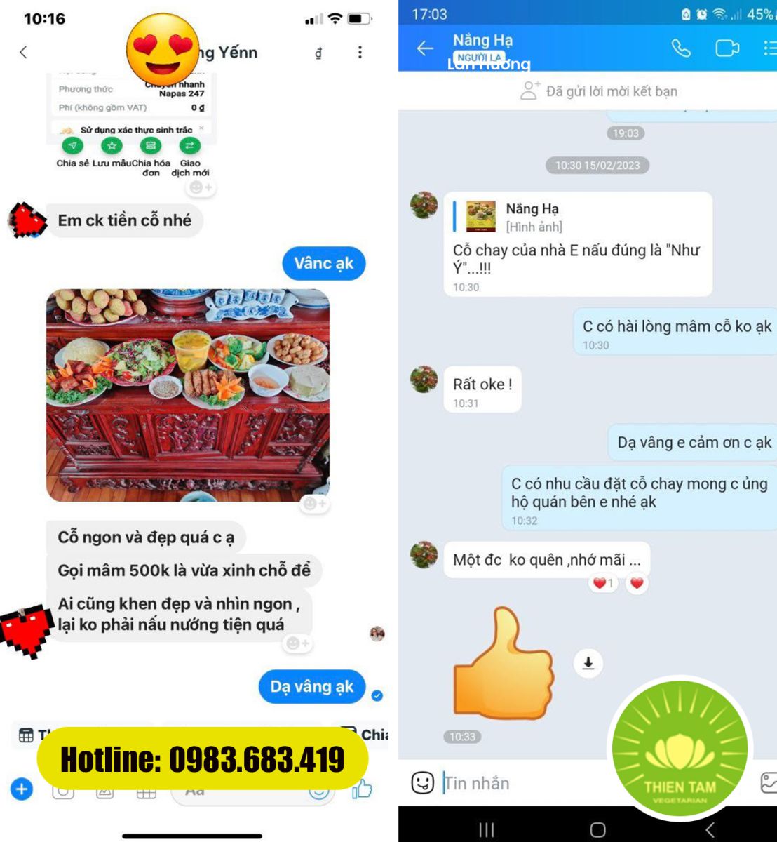 Khách hàng khen ngợi mâm cỗ chay trình bày đẹp, món ăn ngon tròn vị – Thiên Tâm phục vụ tận tâm