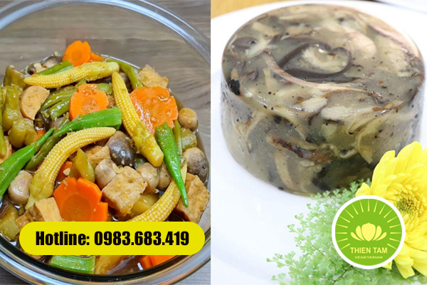 Món giò ép chay và rau củ kho – gợi nhớ nét truyền thống trong ẩm thực chay miền Bắc.