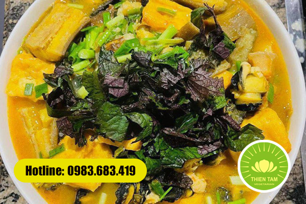 Canh chuối đậu chay thanh đạm cho mâm cỗ chay gia đình